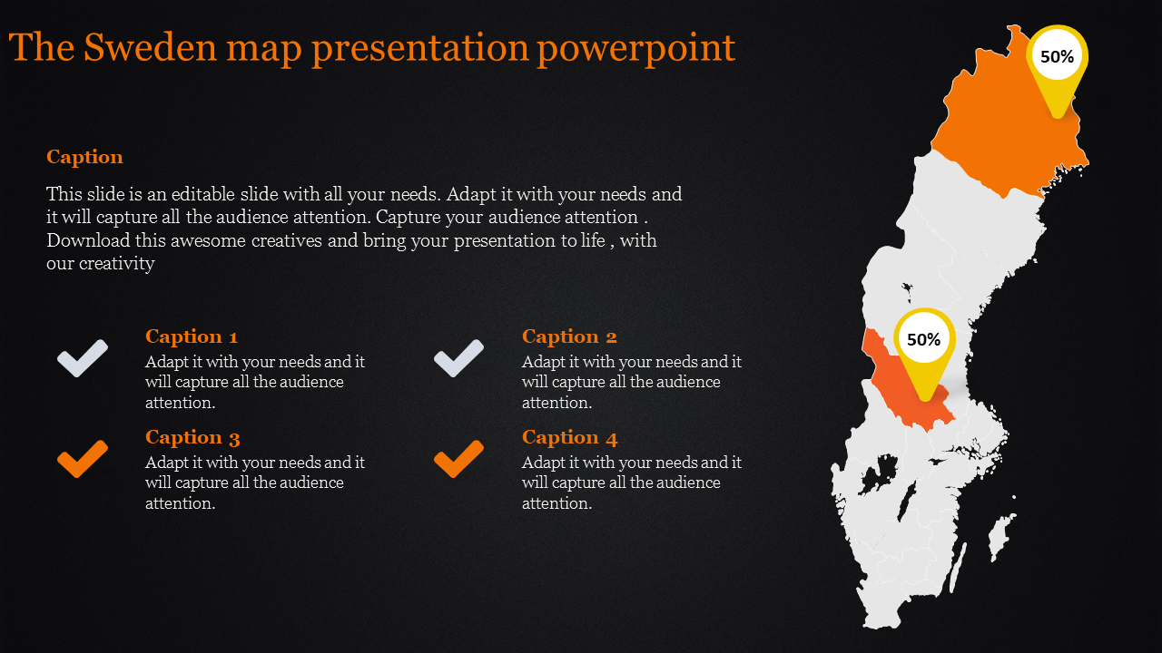map presentation powerpoint-The Sweden map presentation powerpoint